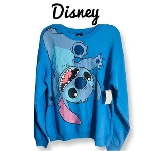 New Disney Blue Graphic Stitch Crewneck Size Large
